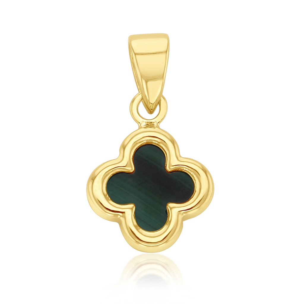 ### 9Y SMALL PLAIN MALACHITE CLOVER PENDANT