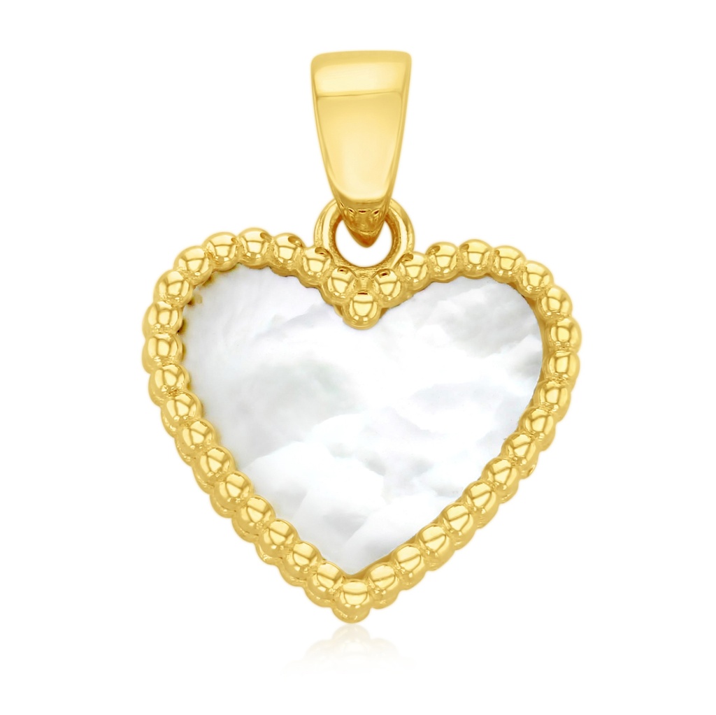 9Y SMALL M.O.P. BEADED HEART PENDANT