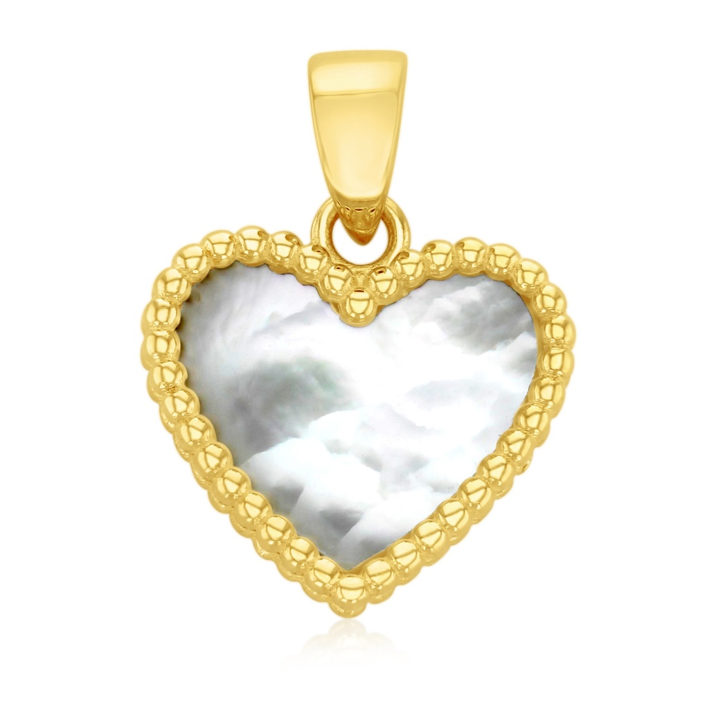 9Y SMALL M.O.P. BEADED HEART PENDANT