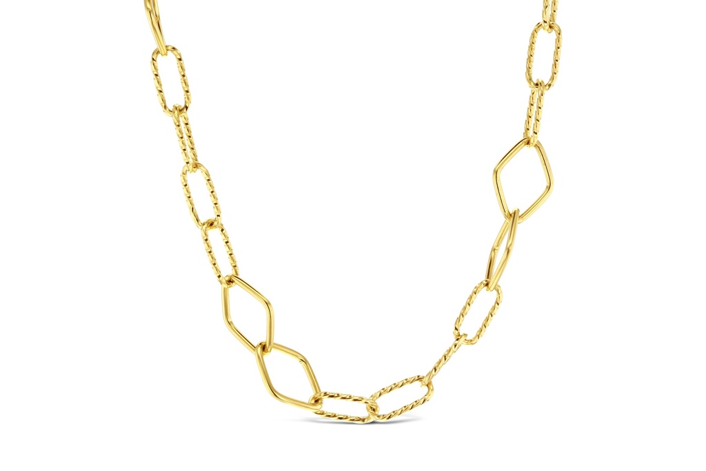 SOLID FANCY CHAIN TWIST PAPERCLIP + PLAIN DIAMONDS