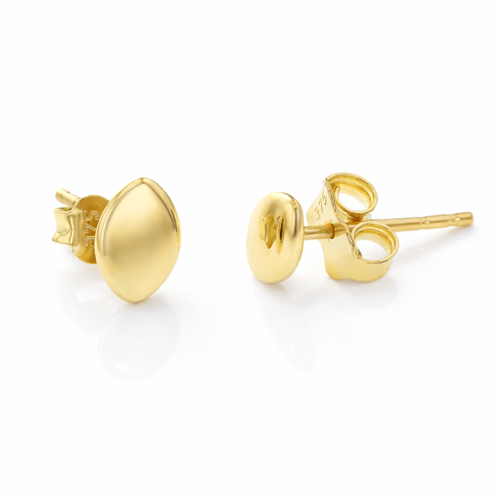 9Y FLAT OVAL MARQUISE SHAPED POLISHED STUD EARRING