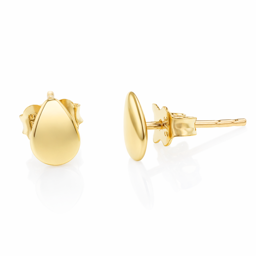 9Y FLAT TEARDROP SHAPED POLISHED STUD EARRING