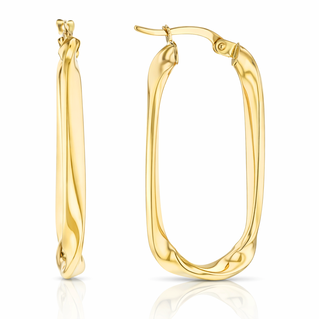 9Y LONG OVAL DROP HOOP WITH LOOSE TWIST