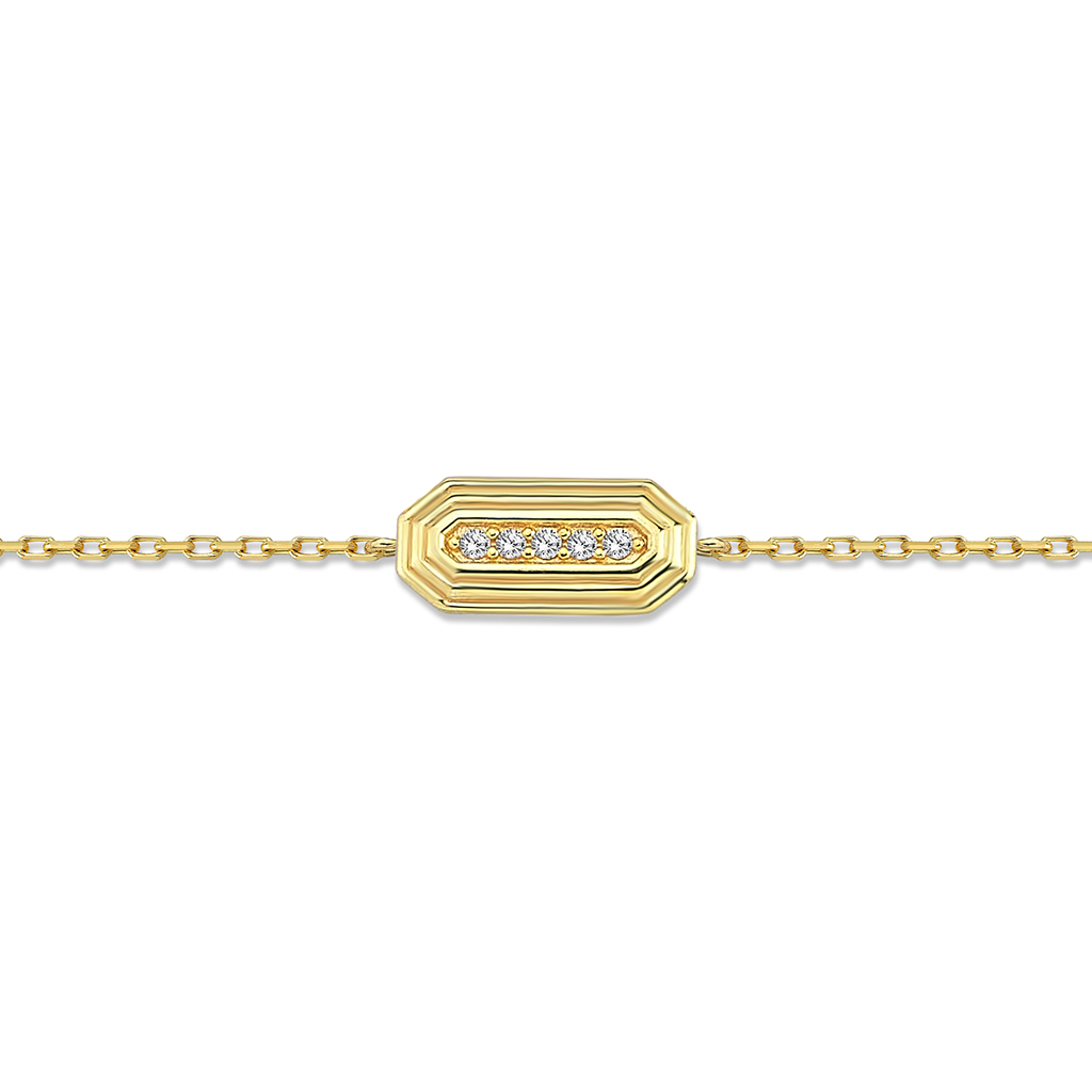 9Y RECTANGULAR DISC BRACELET WITH CZ'S