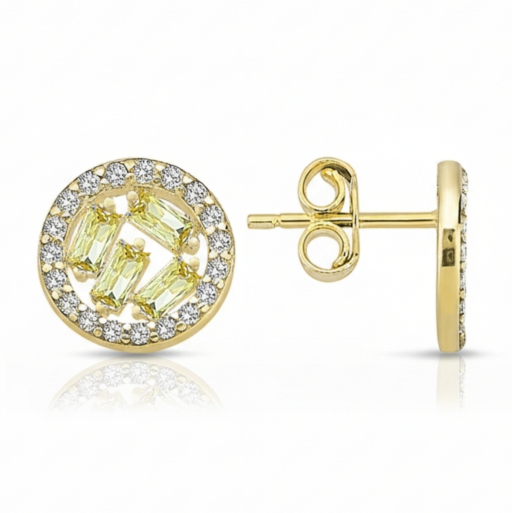 9Y CZ CIRCLE STUD WITH YELLOW STONES