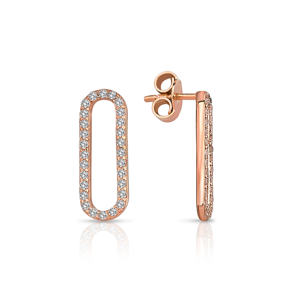 9P ELONGATED C.Z. OVAL DROP STUD
