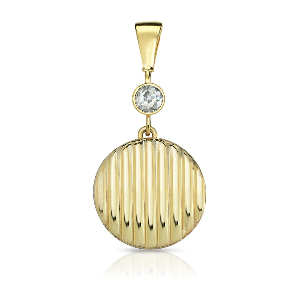 9Y MULTI RIDGED C.Z. DROP PENDANT