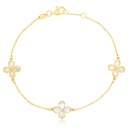 9Y FINE CABLE BRACELET WITH FOUR M.O.P. PETAL FLOWERS
