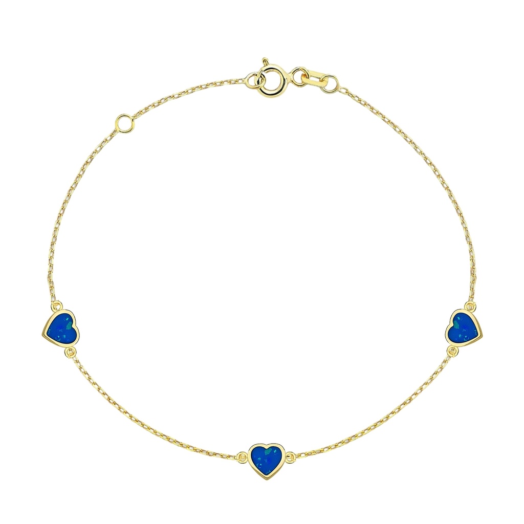 9Y SYNTHETIC OPAL BLUE HEART BRACELET