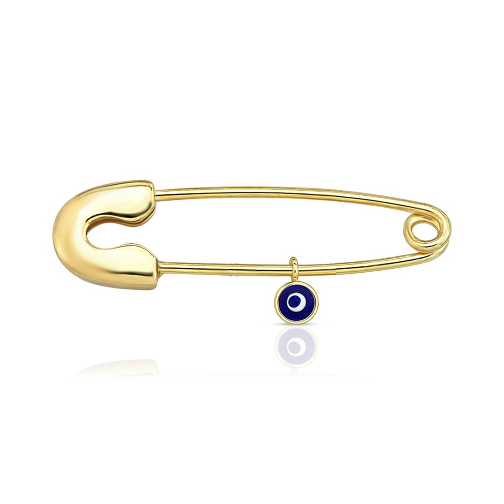 9Y SAFETY PIN WITH ROUND EVIL EYE