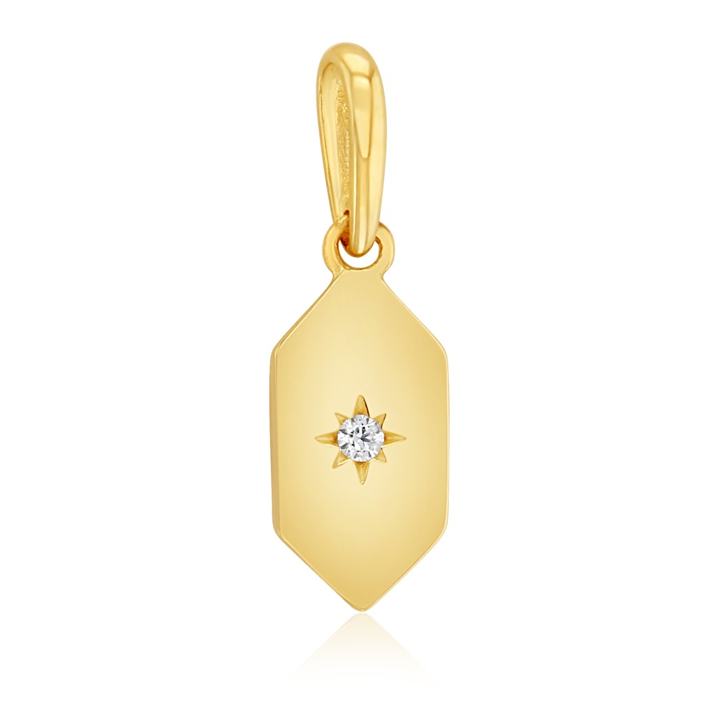 9Y ELONGATED HEXAGONAL PENDANT WITH CENTRE CZ