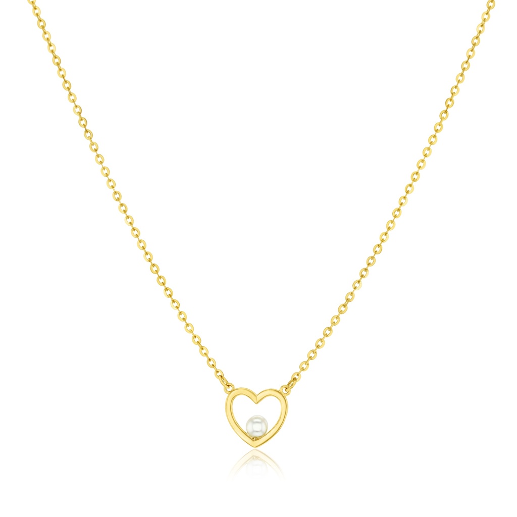 9Y HEART PENDANT FEATURING A PEARL