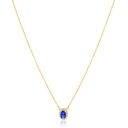 9Y HALO SYNTHETIC SAPPHIRE PENDANT NECKLACE