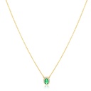 9Y HALO SYNTHETIC EMERALD PENDANT NECKLACE