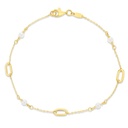 9Y STATIONS BRACELET WITH ALTERNATING PEARLS & OVAL LINKS