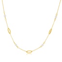 9Y STATIONS NECKLACE WITH ALTERNATING PEARLS & OVAL LINKS