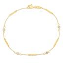 9Y STATION BRACELET WITH CZ'S AND TWISTED BAR SEGMENTS