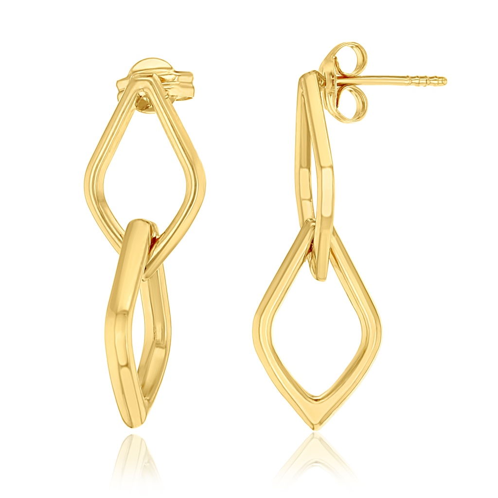 9Y DROP INTERLOCKING DOUBLE DIAMOND LINK EARRING