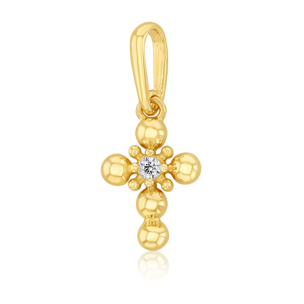 9Y SMALL CROSS PENDANT WITH CZ
