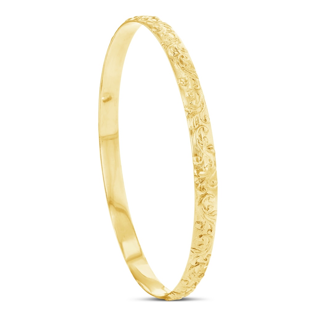 SOLID LOW DOME 5MM BANGLE LIGHTWEIGHT PATTERN 2