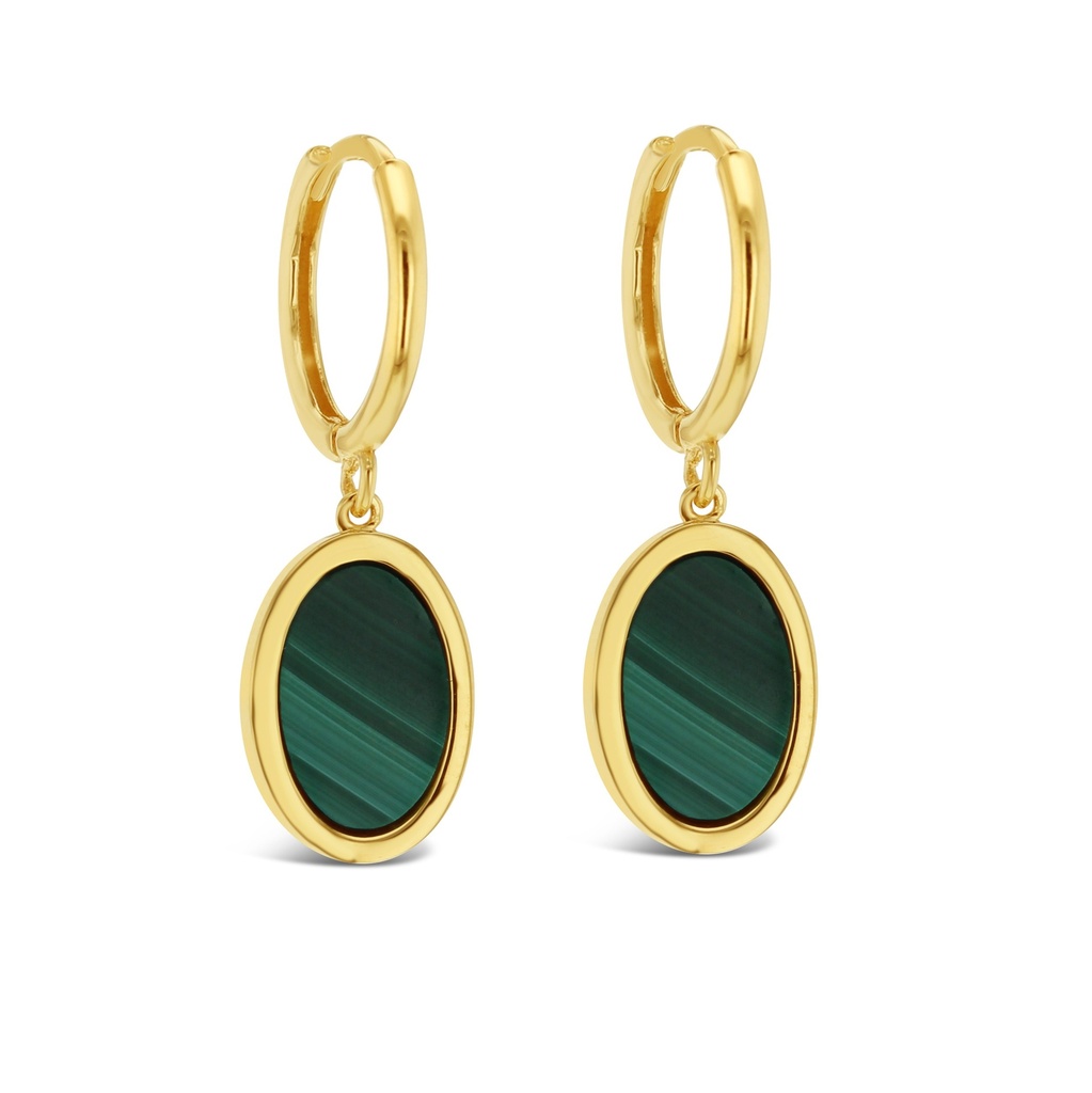 ## 9Y MALACHITE DROP HUGGIE