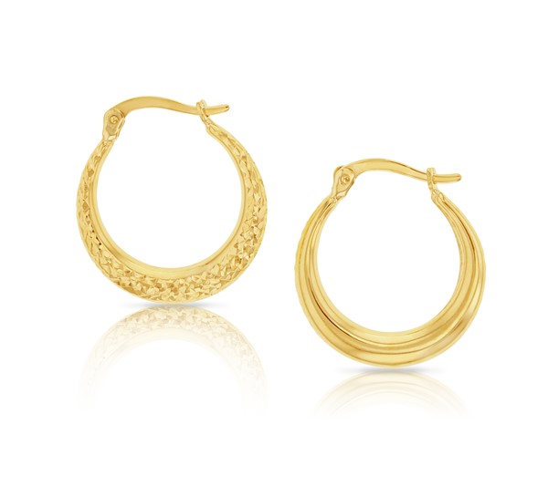## 9Y DIAMOND CUT CRESCENT HOOP