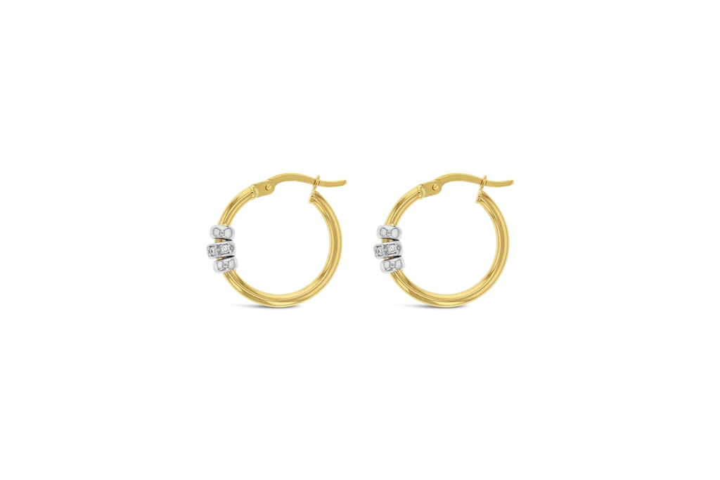 ## 9Y PLAIN HOOP W/ WHITE CZ FEATURE