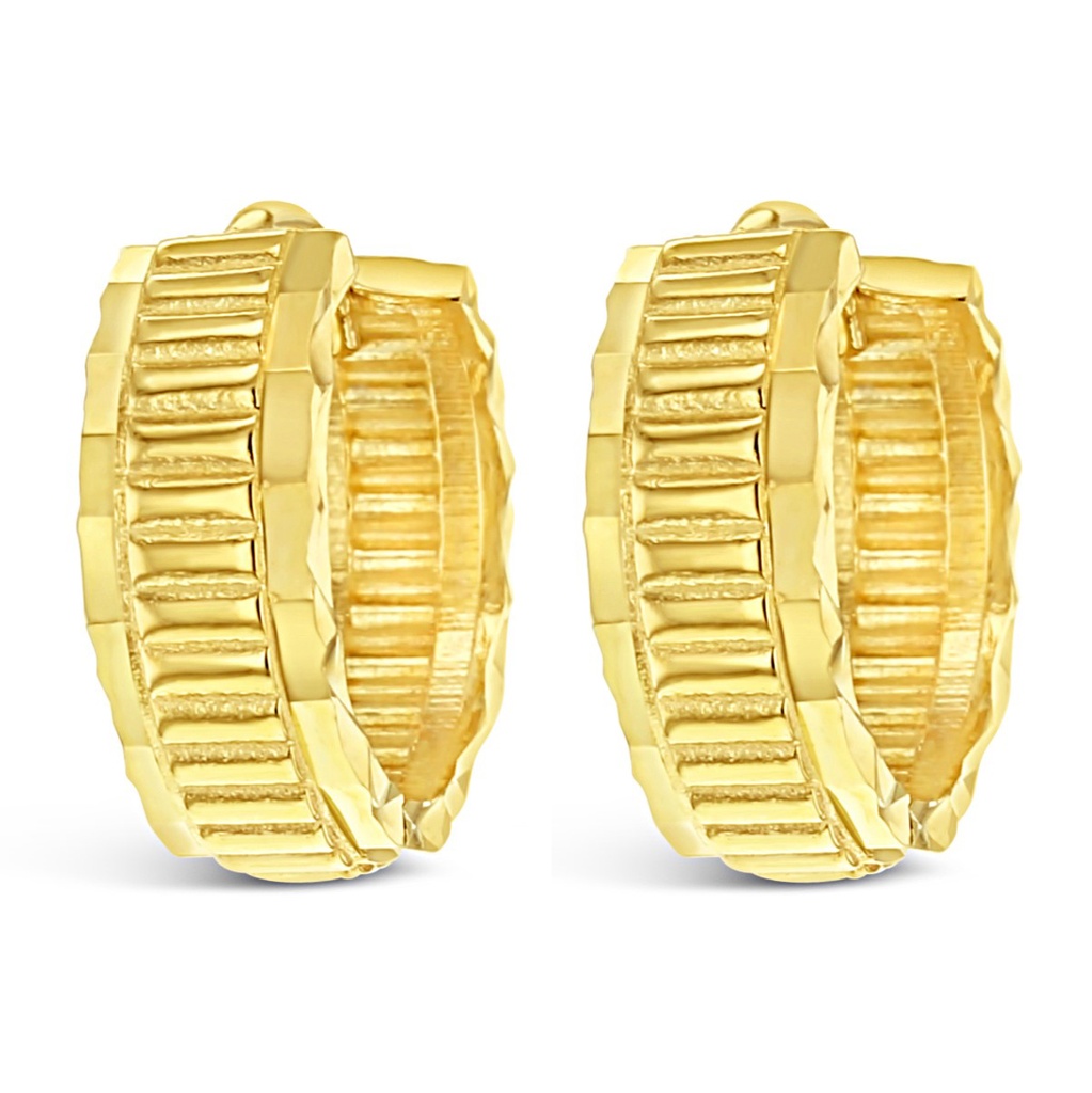 ## 9Y FANCY DIAMOND CUT HUGGIE RIDGES