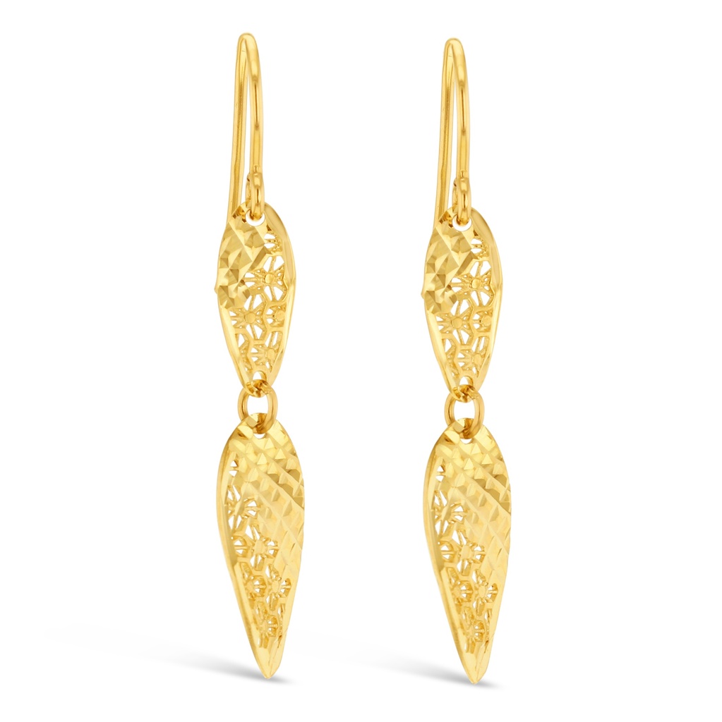 9Y DIAMOND CUT & FILIGREE DROP EAR
