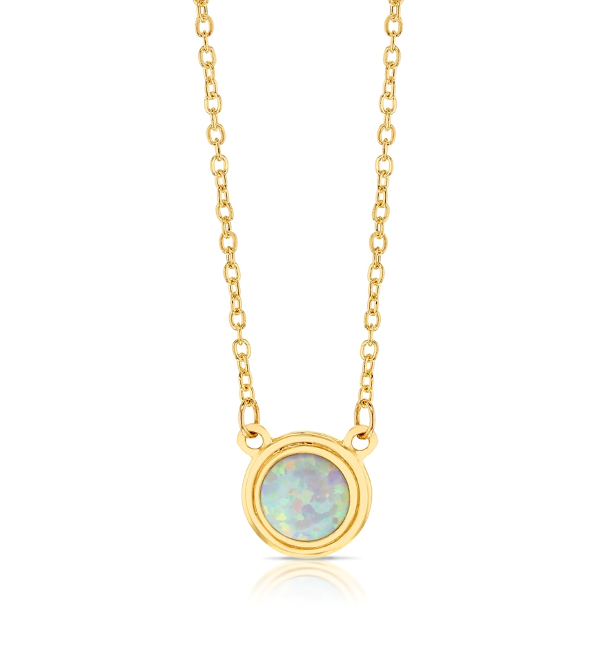 PRESSED OPAL ON FINE HAMMERED CABLE CHAIN