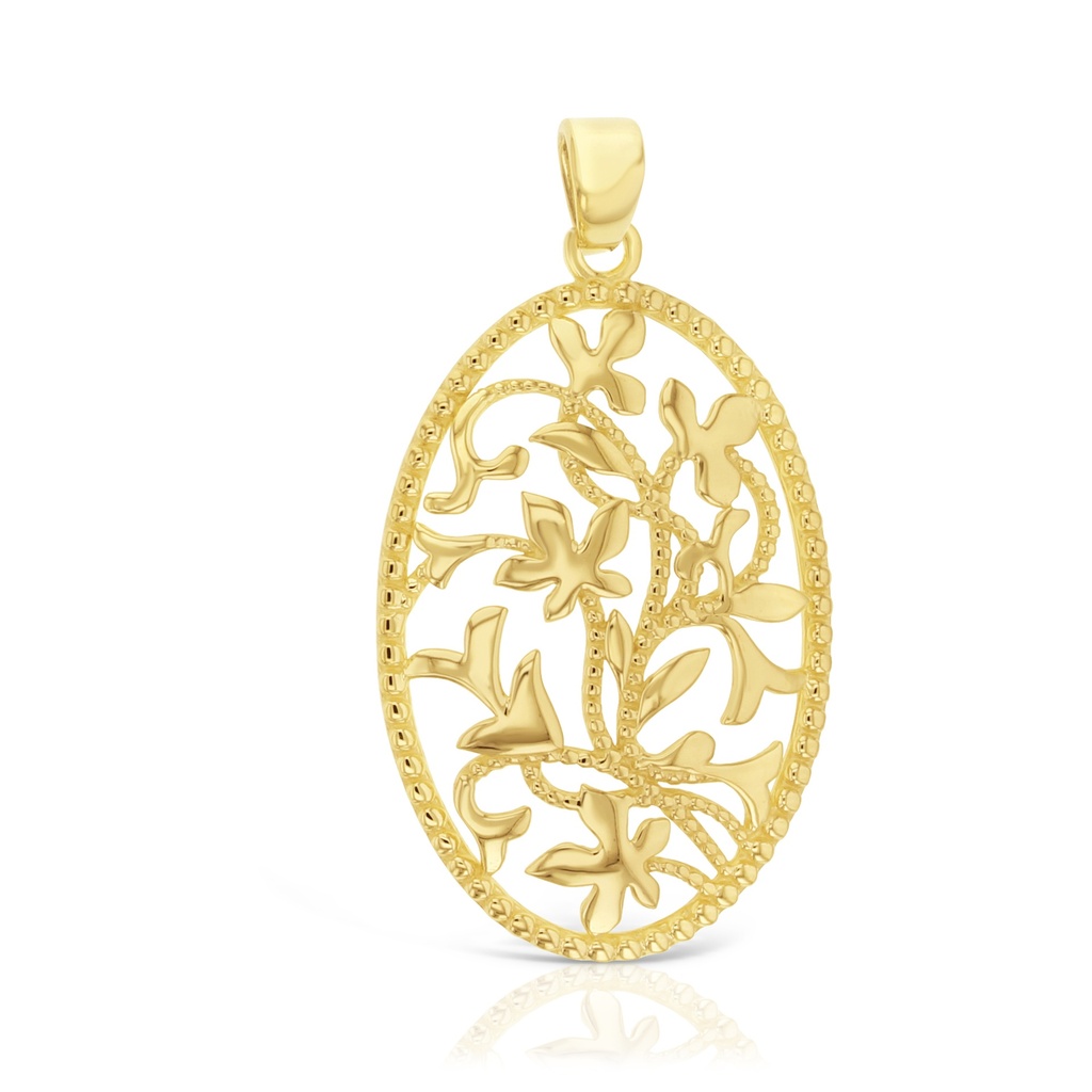 ## 9Y OVAL FLOWER FILIGREE PENDAN