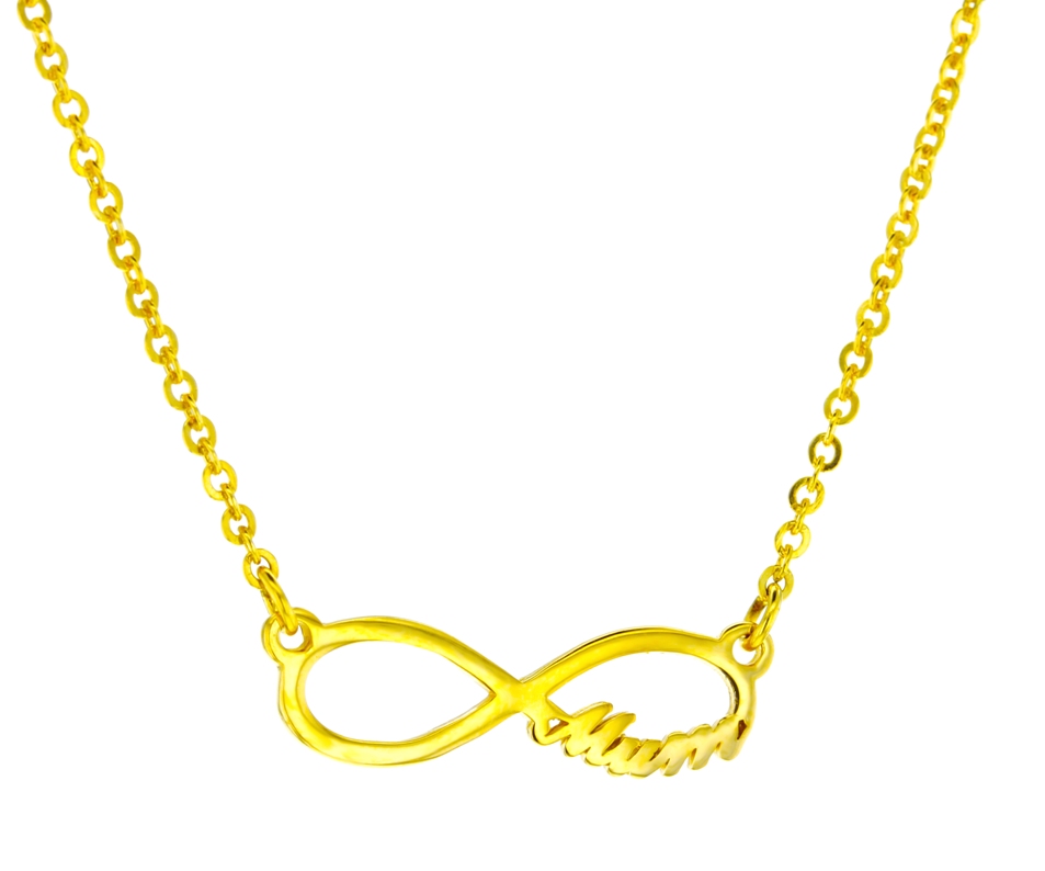 INFINITY MUM ON FINE HAMMERED CABLE CHAIN