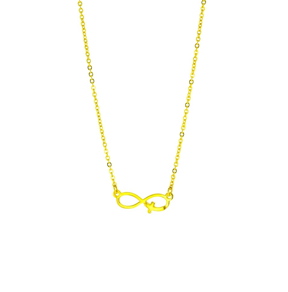 CROSS IN INFINITY ON FINE HAMMERED CABLE CHAIN