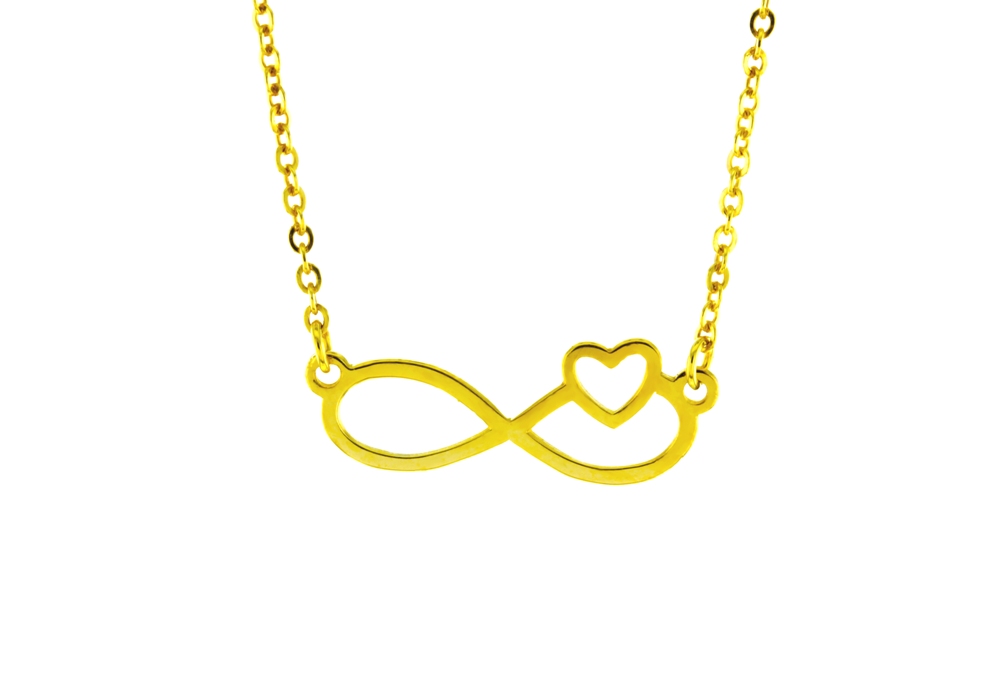 INFINITY W/ HEART ON FINE HAMMERED CABLE CHAIN