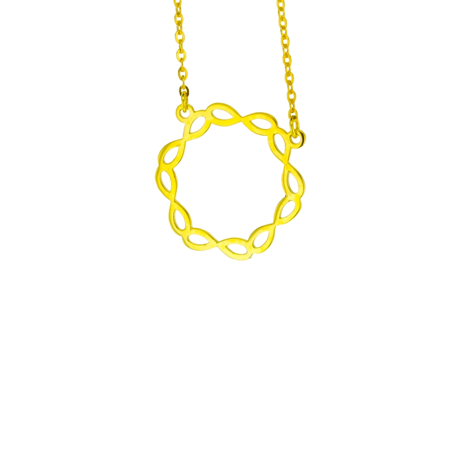 INFINITY CIRCLE ON FINE HAMMERED CABLE CHAIN