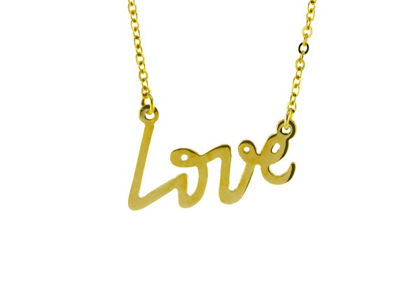 PLAIN LOVE ON FINE HAMMERED CABLE CHAIN