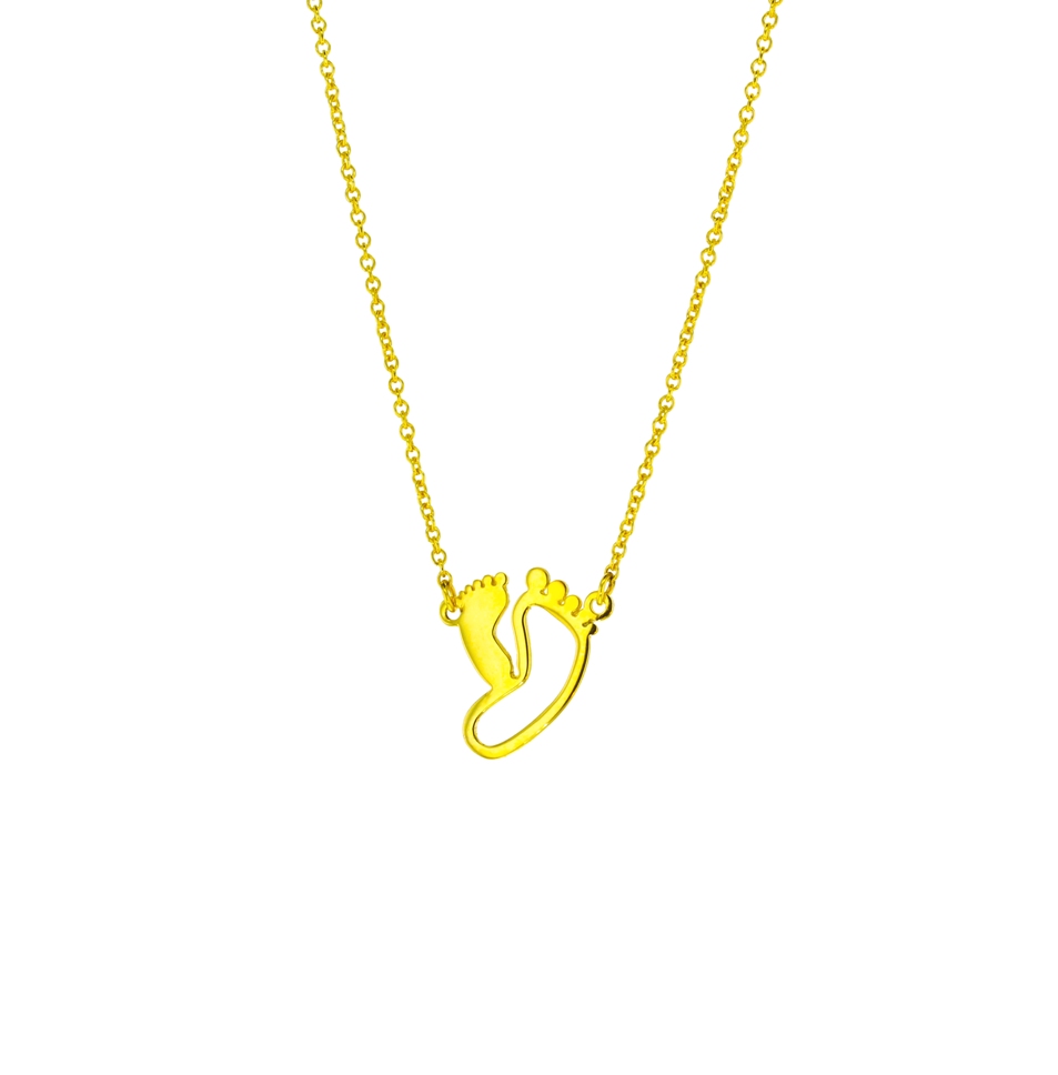 FOOTPRINTS ON FINE HAMMERED CABLE CHAIN