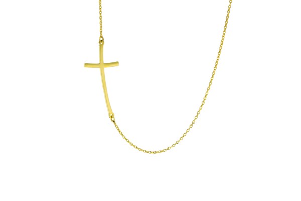 LARGE FINE CROSS ON FINE HAMMERED CABLE CHAIN