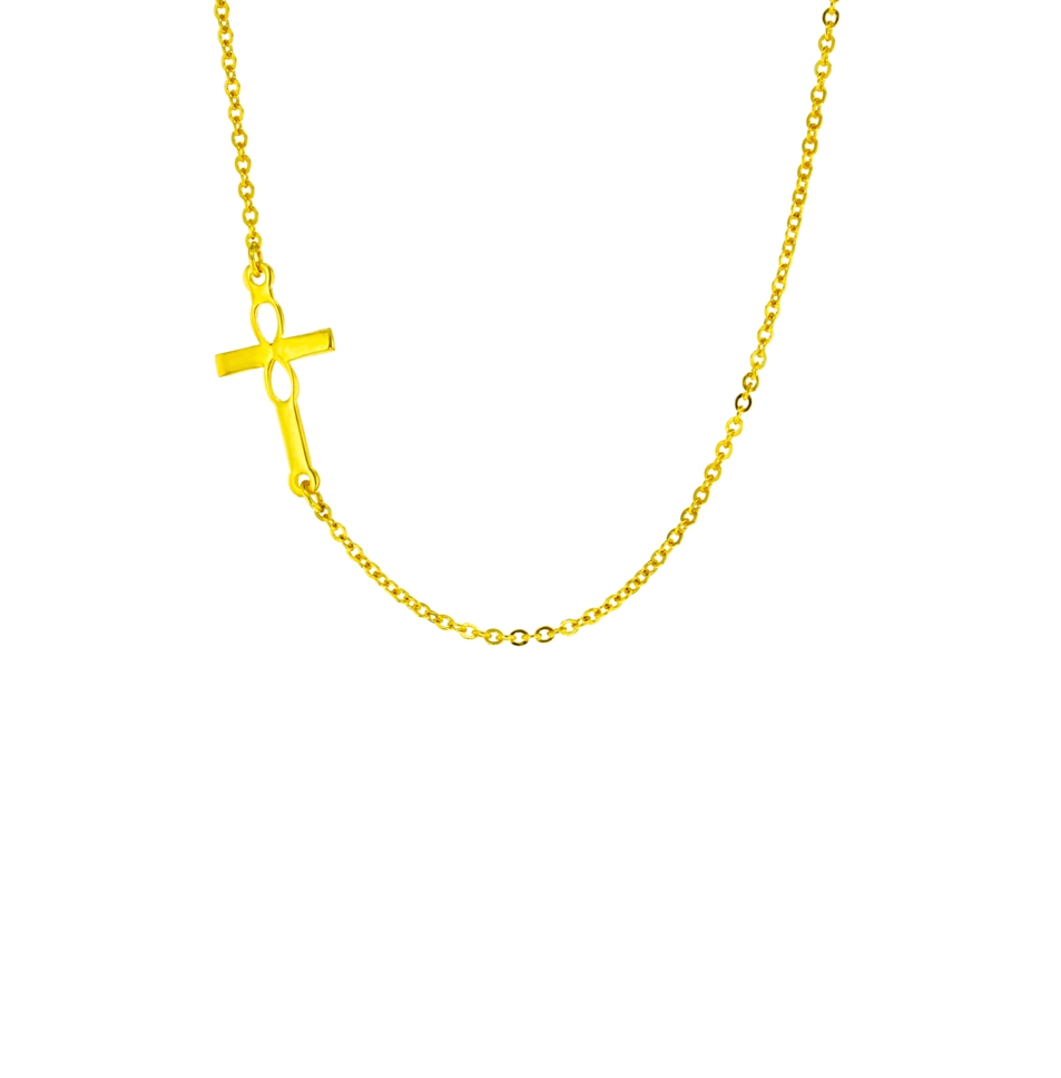 CROSS/INFINITY ON FINE HAMMERED CABLE CHAIN