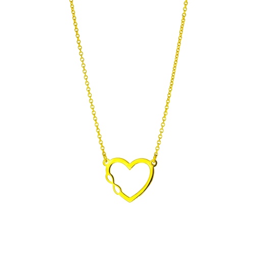 HEART WITH SIDE INIFINITY ON FINE HAMMERED CABLE CHAIN
