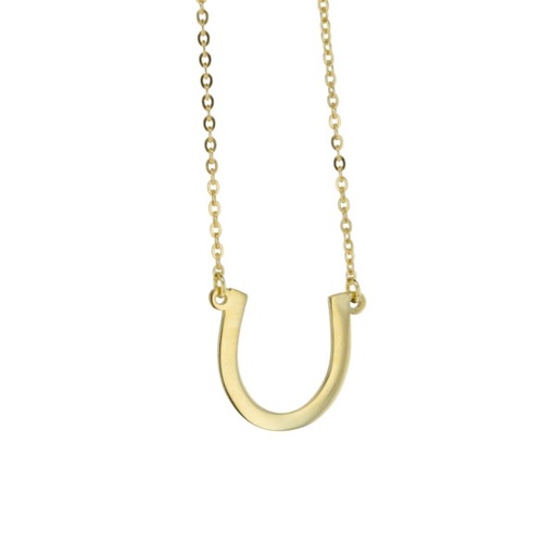 HORSESHOE ON FINE HAMMERED CABLE CHAIN