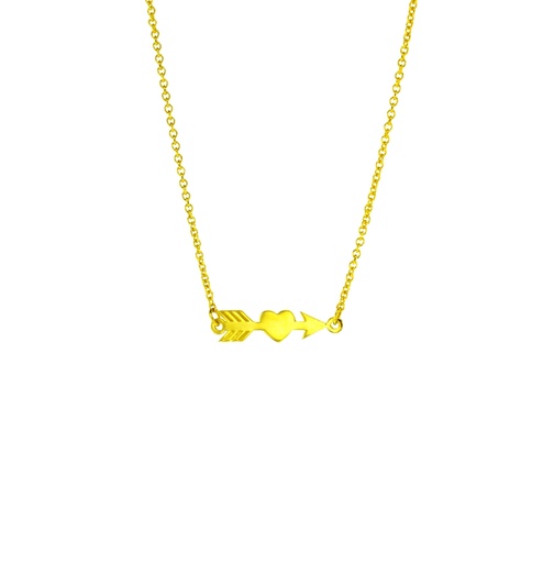 HEART/ARROW ON FINE HAMMERED CABLE CHAIN