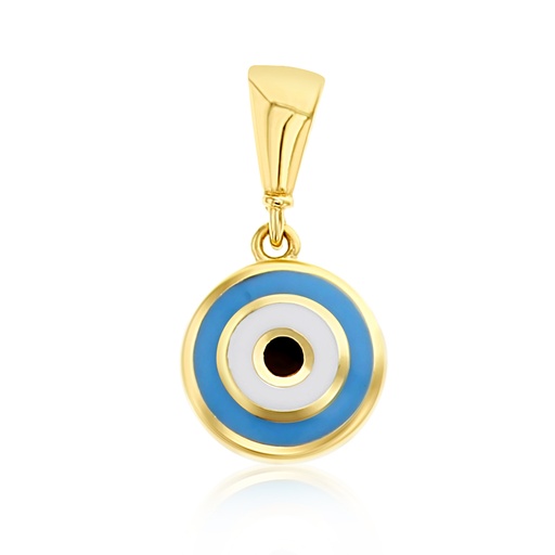 [PD76] 9Y ROUND EVIL EYE WITH LIGHT BLUE ENAMEL