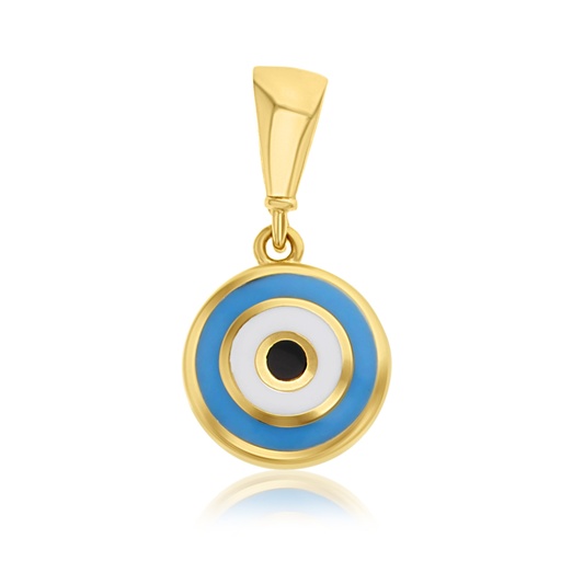 [PD76] 9Y ROUND EVIL EYE WITH LIGHT BLUE ENAMEL