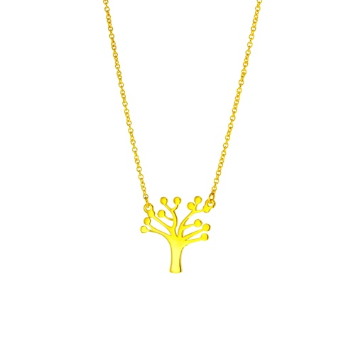 TREE ON FINE HAMMERED CABLE CHAIN