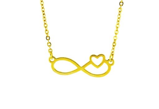 INFINITY W/ HEART ON FINE HAMMERED CABLE CHAIN