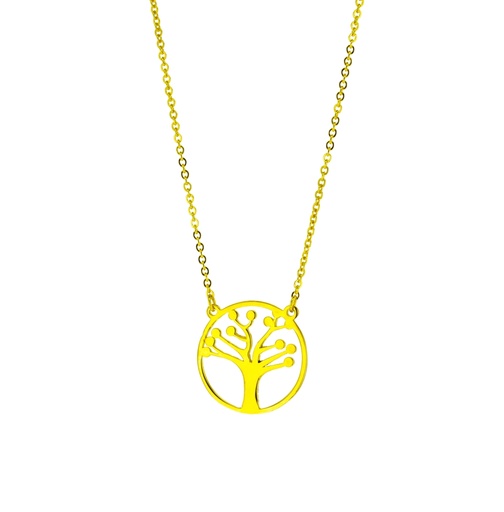 TREE OF LIFE ON FINE HAMMERED CABLE CHAIN