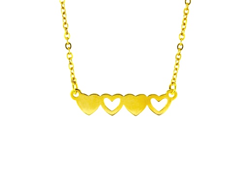 4 HEART PENDANT ON FINE HAMMERED CABLE CHAIN