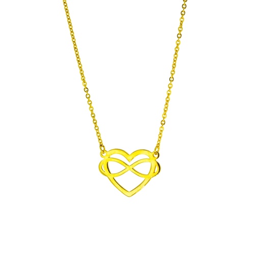 HEART AND INFINITY ON FINE HAMMERED CABLE CHAIN