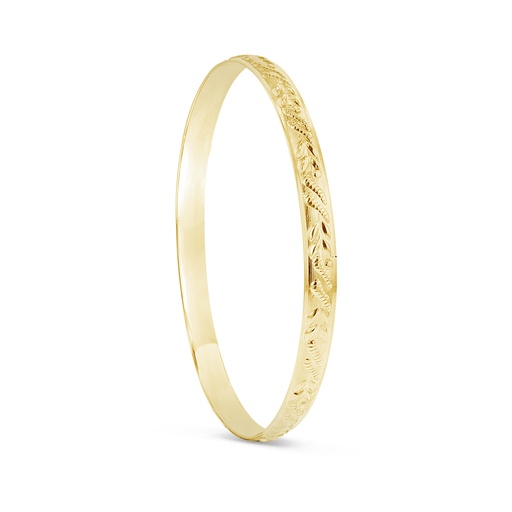 SOLID LOW DOME 6MM BANGLE LIGHTWEIGHT PATTERN 1
